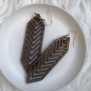 Boho brown wooden earrings